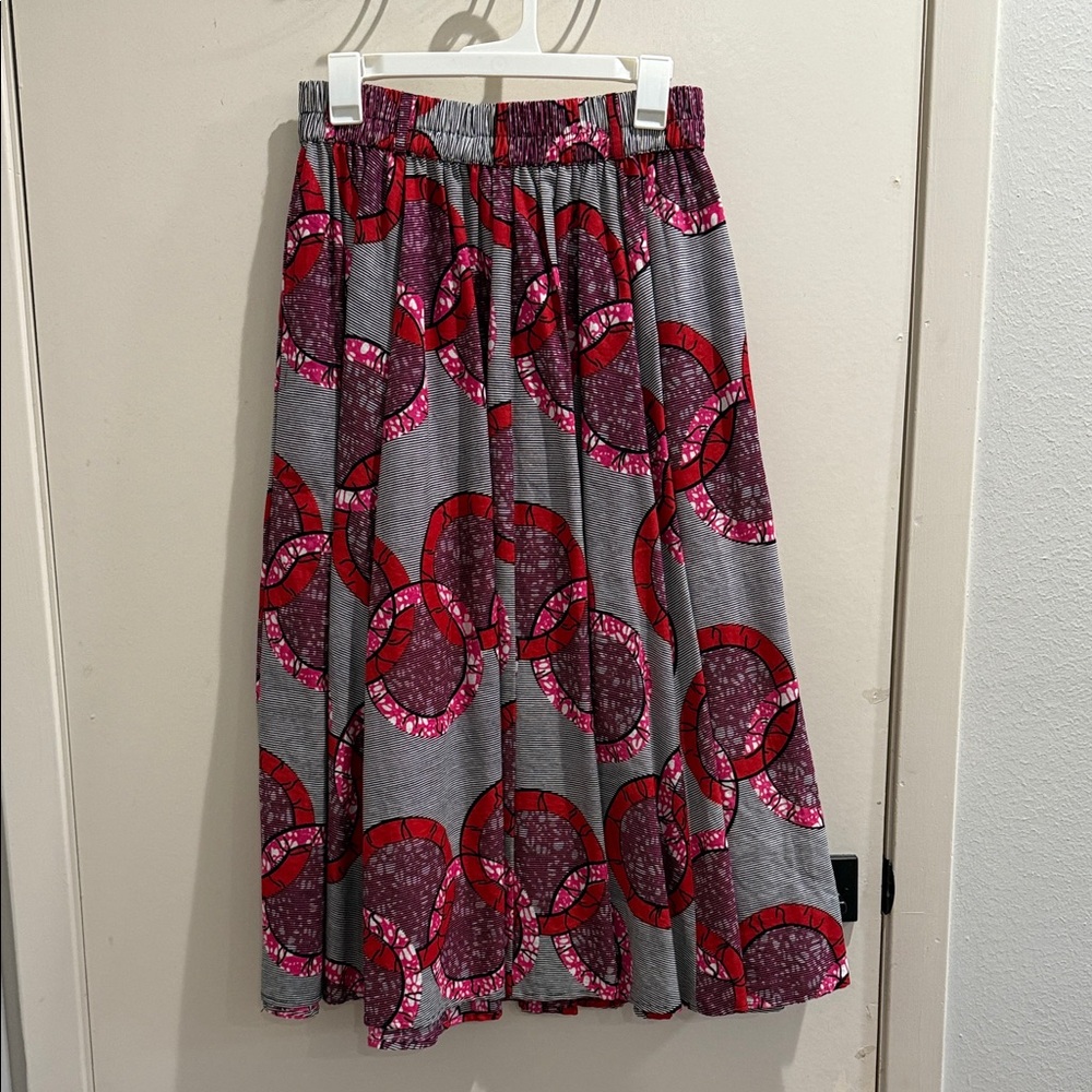 Elegant Red and Gray A-Line Skirt